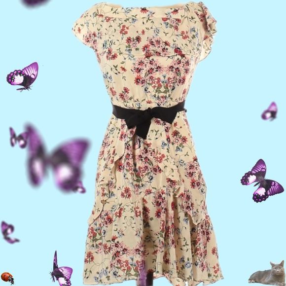 Maje Dresses & Skirts - Maje | Modern Cottagecore | Lined |Silk | Butterfly Ladybug Ruffled Floral Dress